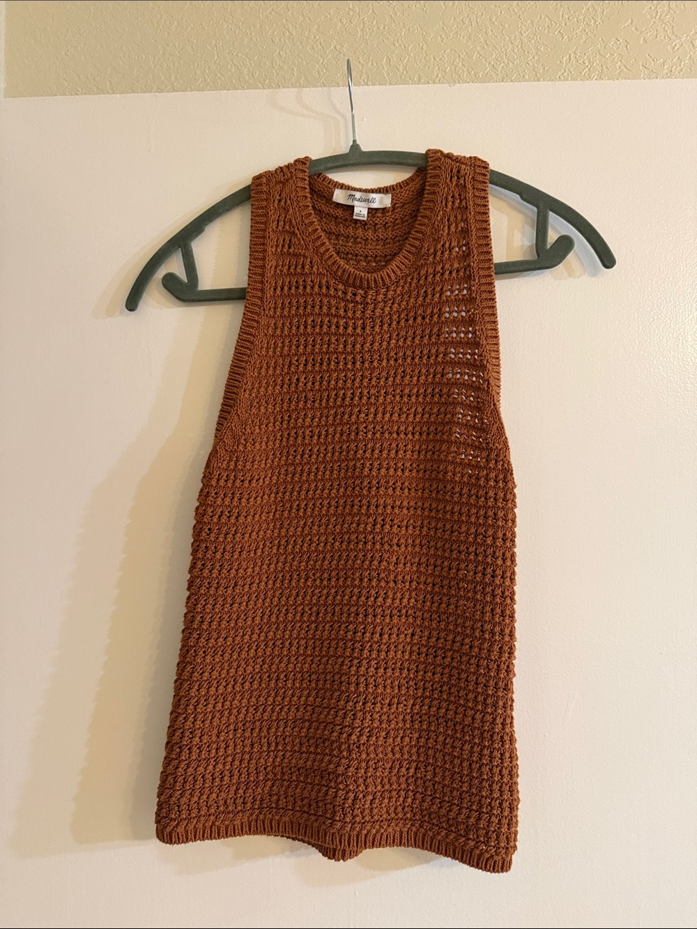 Madewell Crochet Knit Tank Top - Rust Brown